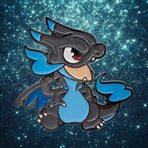 Toon Shiny Charizard Enamel Pin - Vibrant Pokemon Inspired Collectible